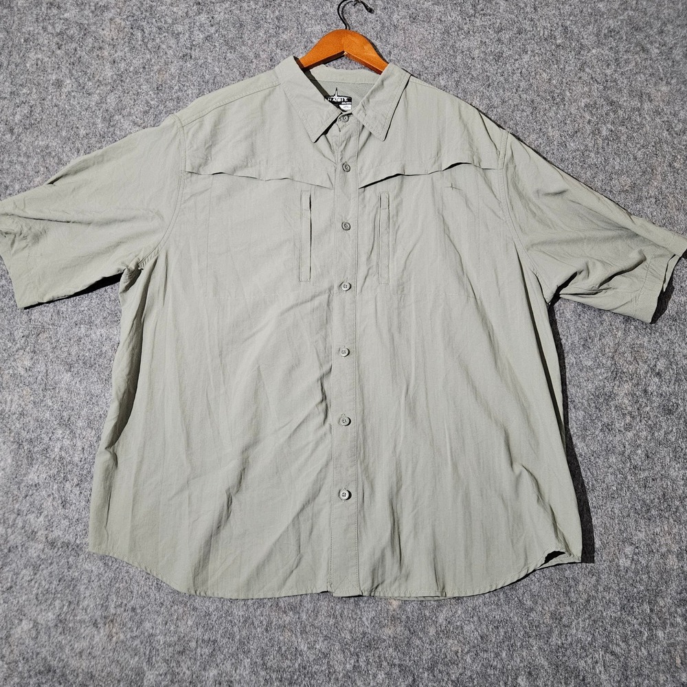 Habit Mens 2XL Short Sleeve Button Down Fishing Shirt Light Green Solar Factor